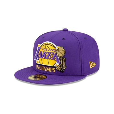Los Angeles Lakers Gorra | New Era NBA 17x Champs 59fifty Fitted Cap Mexico - Morados